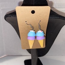 USA Seller Ice Cream Cone Colorful Polyresin Earrings 1 Pair Jewelry New