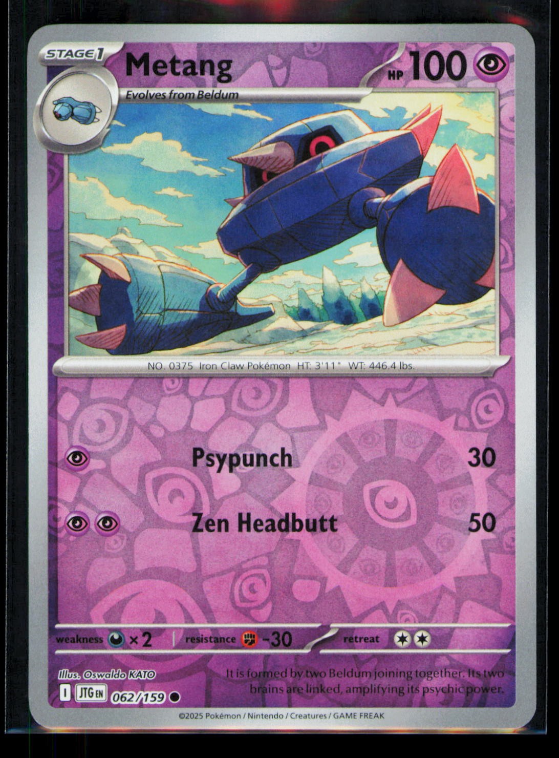 Pokemon Journey Together Metang 062/159 Common Reverse Holo NM