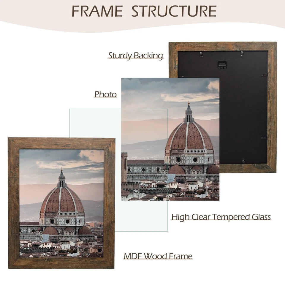 Golden State Art, marco de fotos 11x14 - moldeado ancho - estilo grano de madera - parte posterior H Foto 3 de 4