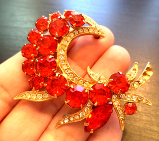 RARE STUNNING VINTAGE ESTATE SIGNED EISENBERG ICE 2 3/8" BROOCH NO PIN! G52540