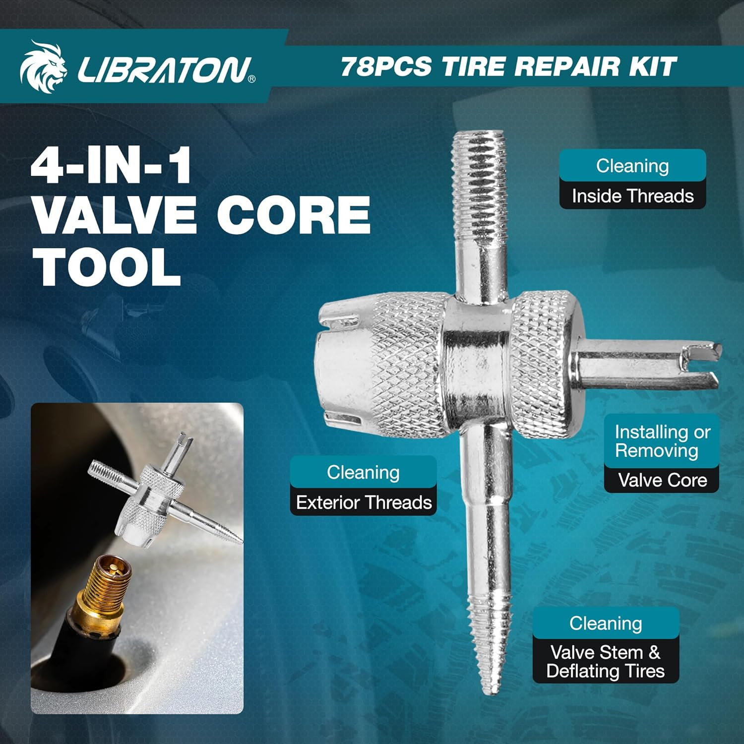 Kit Riparazione Pneumatici Auto, Kit Riparazione Gomme Professionale E Robusto p - Miniatura 4