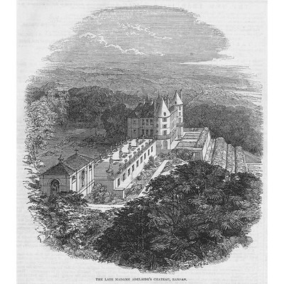 FRANCE Chateau of Adelaide D'Orleans at Randin - Antique Print 1848