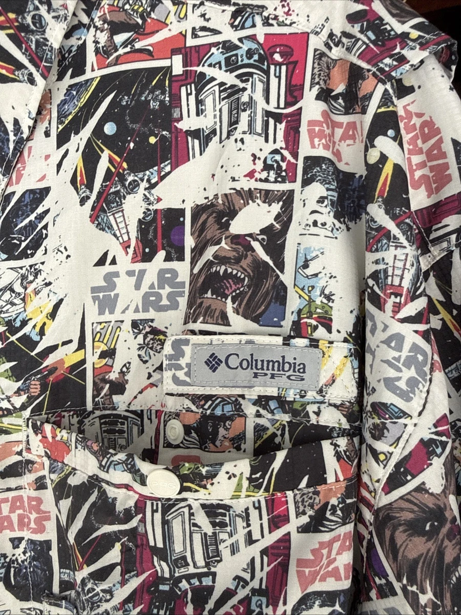 Camisa de manga corta para hombre 2XL Columbia PFG Star Wars Super Tamiami Chewbacca R2D2