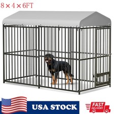 8 4 6FT Large Outdoor Dog Kennel with Waterproof Cover, Dog House w/Feeding Door