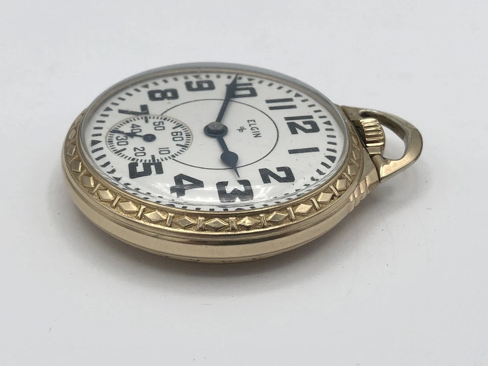 Vintage 1949 ELGIN 571 Railroad Grade GF 21j Pocket Watch. Works - Image 3 of 4