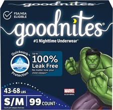 Goodnites Boys' Nighttime Bedwetting Underwear, S/M, 99 COUNT 