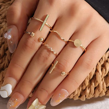 Ring Set of 6 pcs for Women/Girls/Teens Size various Golden color Adjustable