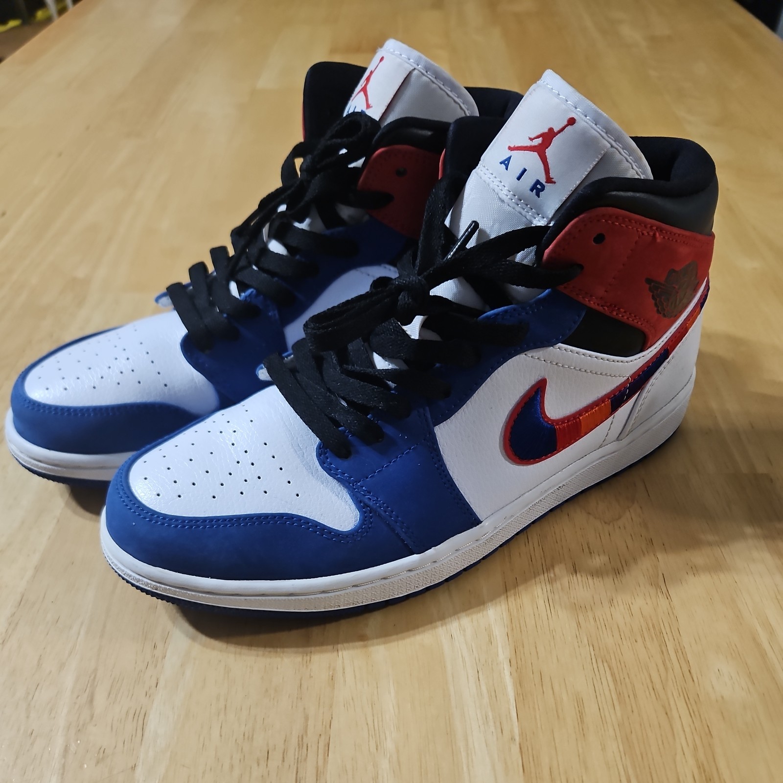 Nike Jordan 1 Mid SE Shoes Men's 9 White Blue Blk University Red 852542 146 @S1