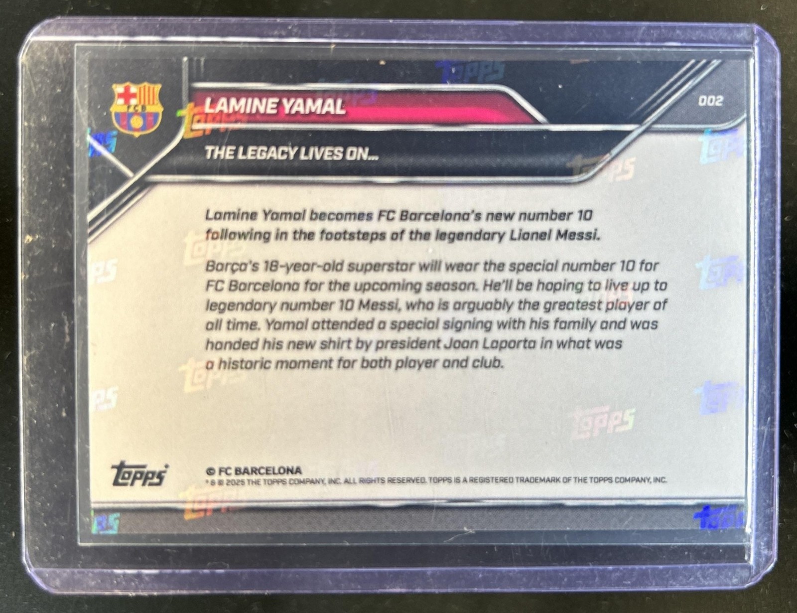 2025-26 Topps Now FC Barcelona Lamine Yamal 2025 #002 (C) view 2