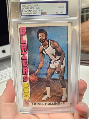 Lionel Hollins RC Rookie Card Signed Multiple Inscriptions PSA 9 Trail Blazers