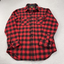 VINTAGE Woolrich Flannel Shirt Mens XL Red Wool Buffalo Plaid Mackinac Heavy 90s