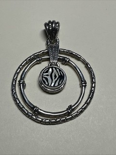 Sarda Artisan of Bali Sterling 925 Circles Pendant Onyx MOP Inlay 22” Chain