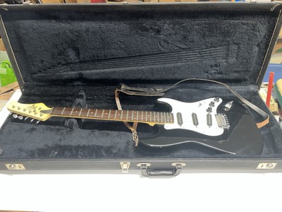 Vintage Hondo II Stratocaster Guitar With Leather Strap W/ Black