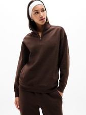 Athleta M Medium Forever Fleece 1/4 Zip Sweatshirt Truffle NEW  891664