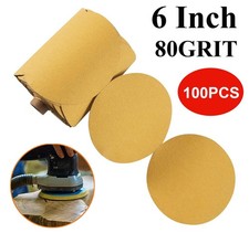 6" inch 80Grit 100PACK DA Sanding Discs PSA Sandpaper Roll Orbital Sander Paper