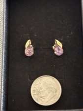 Estate 14kt Yellow Gold Amethyst Earrings