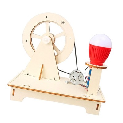 Wissenschaftliches Experiment aus Holz mit Handkurbel Stromerzeuger