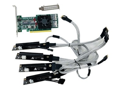 PLX8749 PCI Express x16 to 4* SFF-8654 8I SlimSAS X8X8X8X8 + 4*Baseplate 60CM