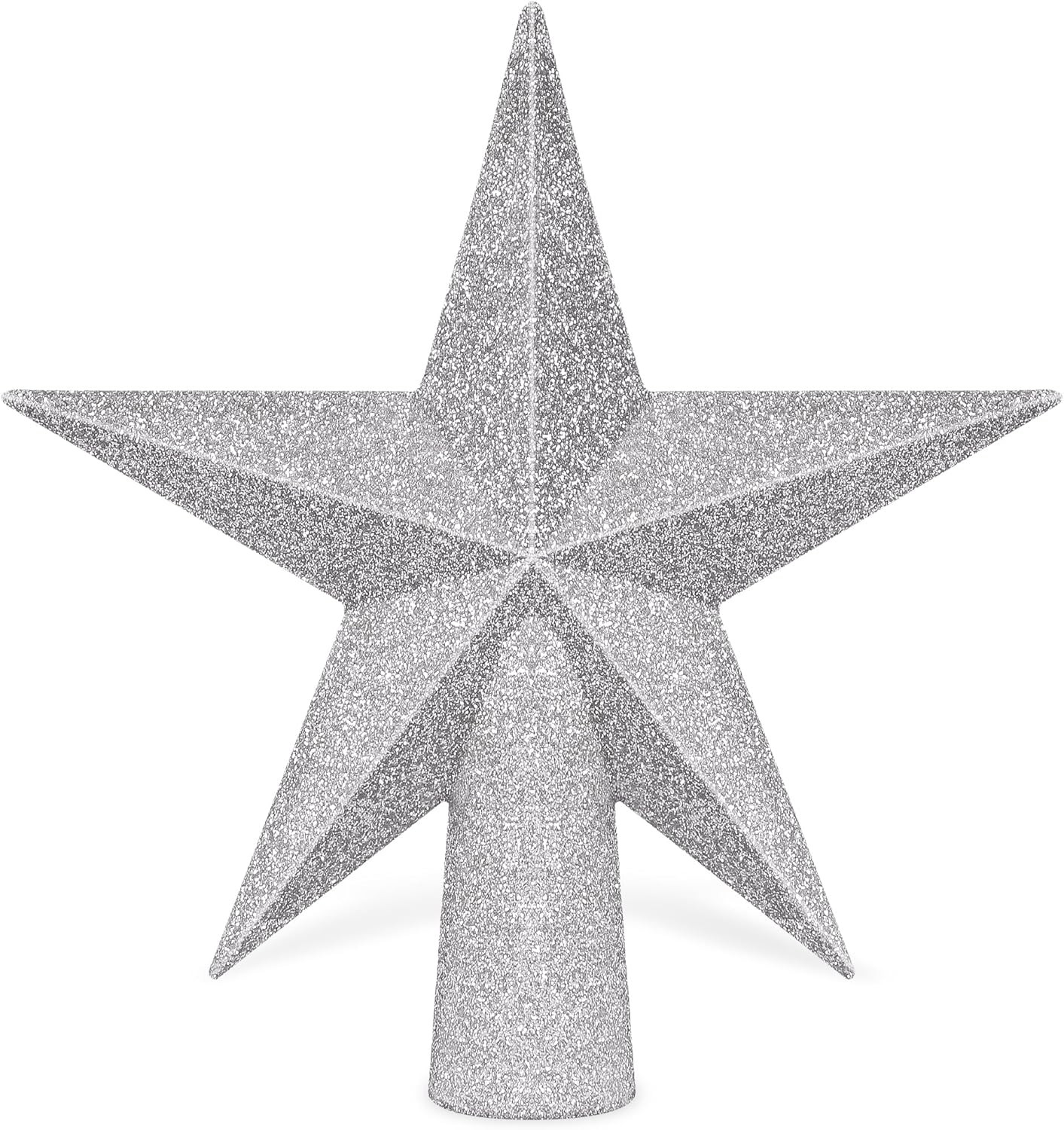 6" Silver Glitter Bethlehem Star Tree Topper - Waterproof & Shatter-Proof
