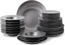 Valencia Porcelain 32-Piece round Dinnerware Set, Plates and Bowls Set, Dish Set