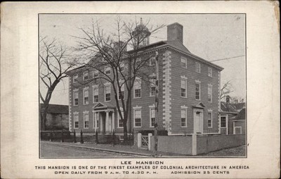 Lee Mansion Marblehead Massachusetts Map vintage postcard b644