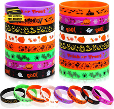 24Pcs Halloween Silicone Bracelets, Halloween Party Favors