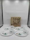 Vintage Federal Glass Atomic Flower /Weed, Herb Milk Glass Snack Patio 4Pc Set