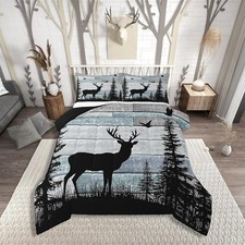 Forest Deer Bedding Set Rustic Queen Comforter Set,Cabin Farmhouse Country Lo...