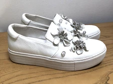 Kenneth Cole Reaction White Cheer Floral Platform Sneakers Shoes Women's Size 10
