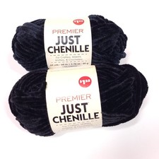 Premier Just Chenille Black Yarn 2 Skeins-65 Yards Each 2017-01 Lot 248