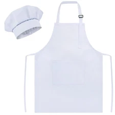 SUNLAND Kids Apron and Hat Set Children Chef Apron for Cooking Baking Painting