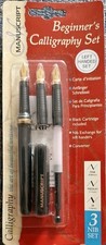 MANUSCRIPT BEGINNERS 3 NIB CALLIGRAPHY LEFT-HANDED FOUNTAIN PEN SET- FINE/MED/2B