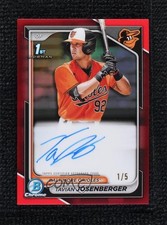 2024 Bowman Chrome Prospect Red Refractor 1/5 Tavian Josenberger Auto 0ok8