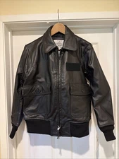 USN Excelled Brand New NWT DSCP DLA Black Leather SWO Jacket 38R Authentic!