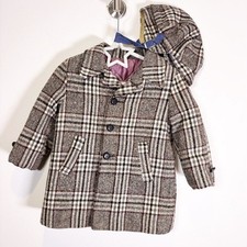 Vintage Kids Plaid Wool Coat and Cap