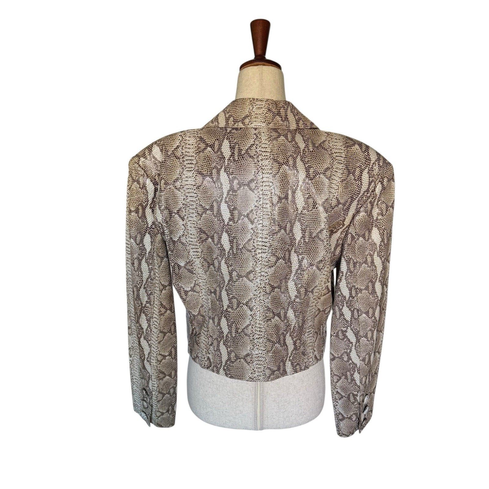Vintage 90s North Beach By Michael Hoban Leather Snakeskin Print Jacket Blazer image 8