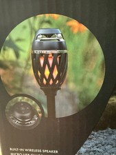 Solar Outdoor Light Bluetooth Speaker Garden Flame Path Flickering Torch LED