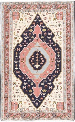 Kelim Senneh Teppich 147x238 cm handgewebt Wolle Persien Unikat Neu