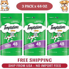 3 Pack Temptation Classic Crunchy Soft Dry Cat Treat Seafood Medley Flavor,48 oz