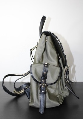 Michael Kors Leila Flap Medium Nylon Backpack Bag Green 