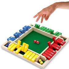 Shut The Box Dice Game,2-4 Player Family Wooden Board Table Math Games for Ad...
