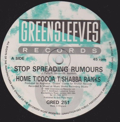 Home T / Cocoa Tea / Shabba Ranks - Stop Spreading Rumours - UK 12'' Vinyl - 1...