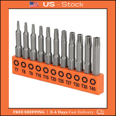 11pcs 6 Point Torx Star Security Screwdriver Bits Set Magnetic 1/4'' Hex (T7-T40)