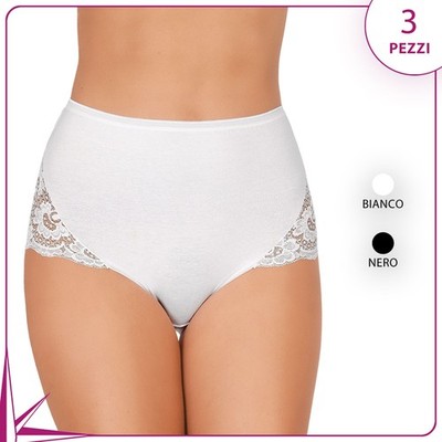 Damen Slip Culotte Jadea 07 Baumwolle und Spitze 3 Stück