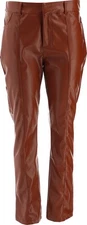 Fashion On Earth Faux Leather High Waist Straight Leg Brown M NWOT (1095)
