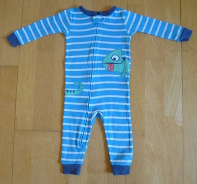 Baby Jungen 12 Monate blau & weiß gestreift Eidechse Langarm Reißverschluss Baby mitwachsen