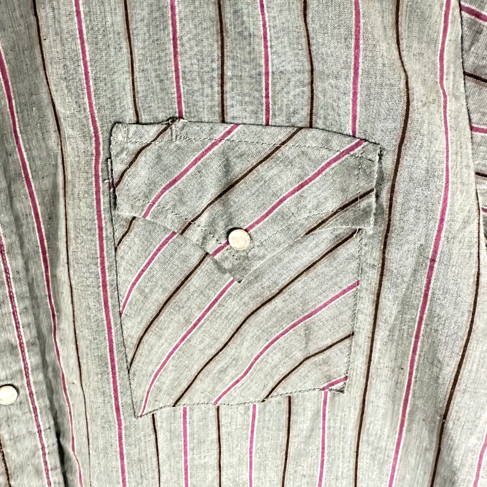 Camisa a Presión De Colección Ely Cattleman Perla Para Hombre 16.5 Gris Magenta Western Rodeo Vaquero Foto 3 de 4