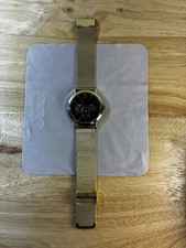 Gold-Tone Analog Quartz Wristwatch Mesh Band Black Dial Men's Dress Formal