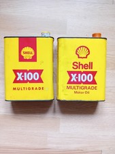 2 Anciens Bidons Huile SHELL  X-100  , MULTIGRADE  Et MULTIGRADE OIL 
