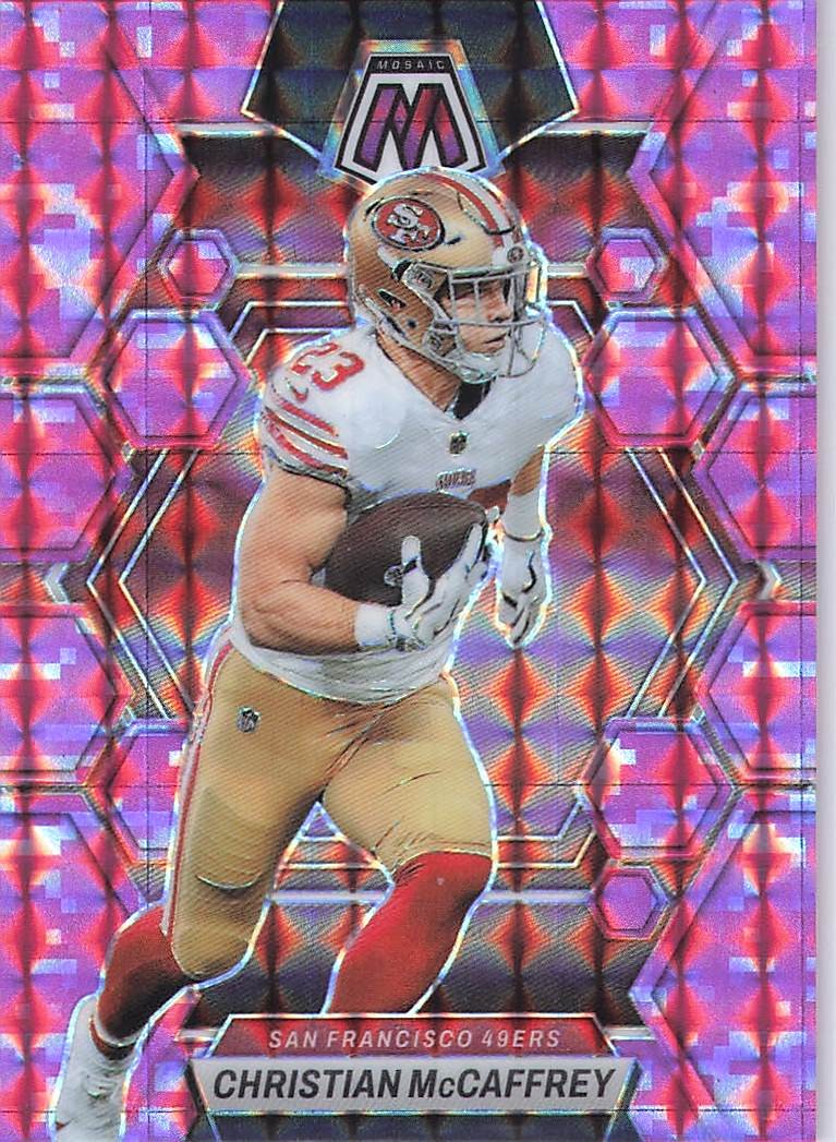 2023 Panini Mosaic #213 Christian McCaffrey Camo Pink Mosaic